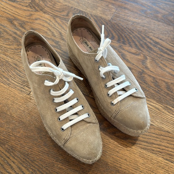 💕HP💕 Miu Miu Deserto Suede Espadrille Platform Sneakers - Picture 5 of 16